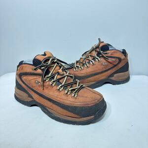 VTG 90s Skechers Work Hiker Boots Waterproof Brown Leather Steel Toe Low Top 8